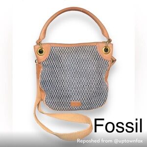 Fossil Tan and Gray Crossbody Bag